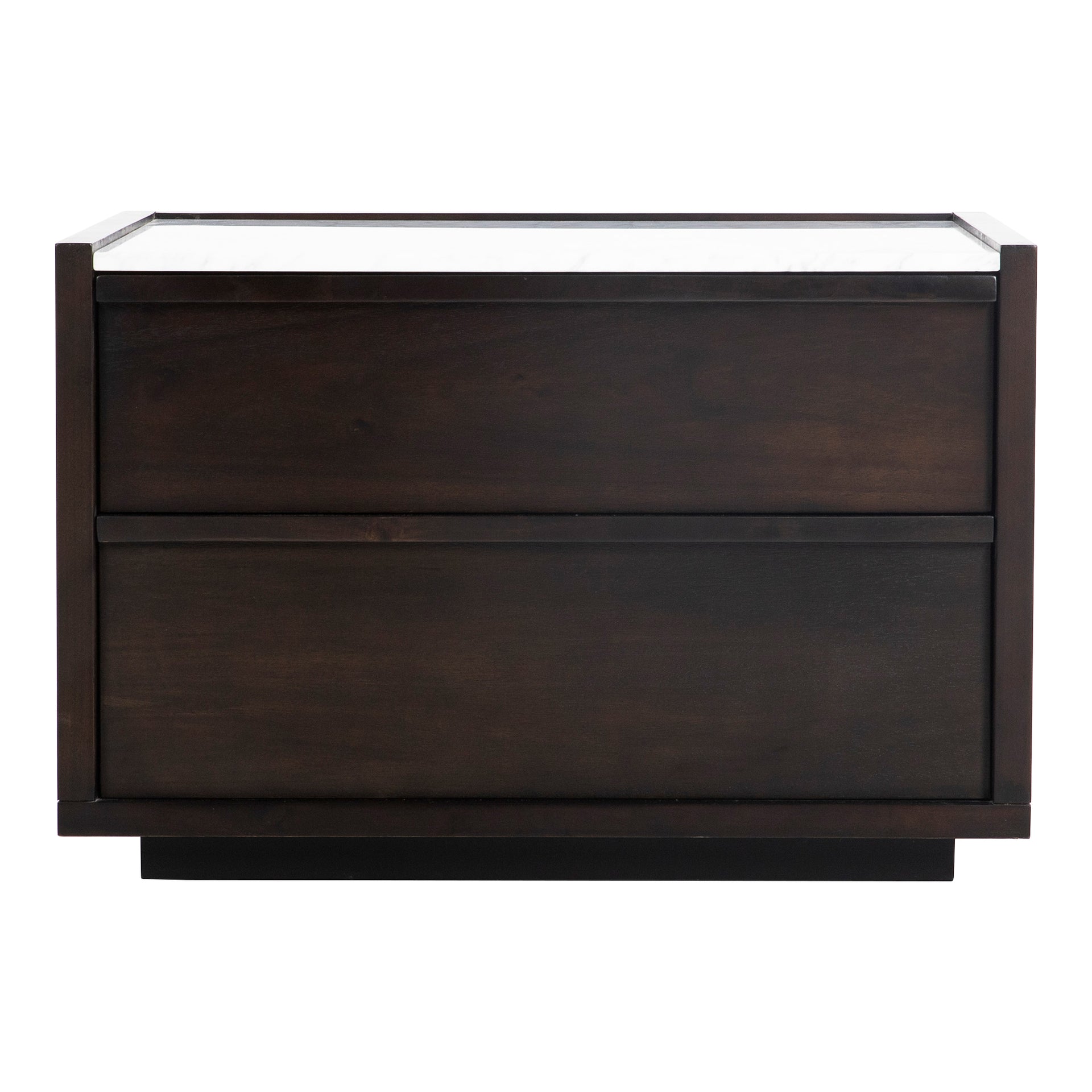 Jordan, Nightstand Contemporary Acacia Veneer with White Marble Top, Dark Grey