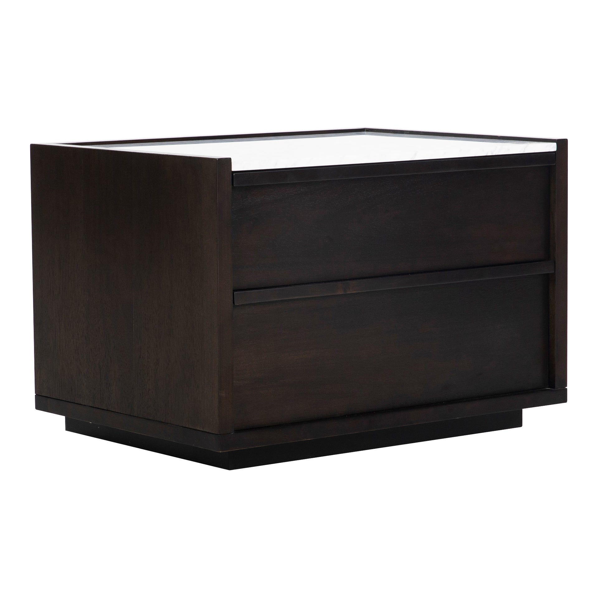 Jordan, Nightstand Contemporary Acacia Veneer with White Marble Top, Dark Grey