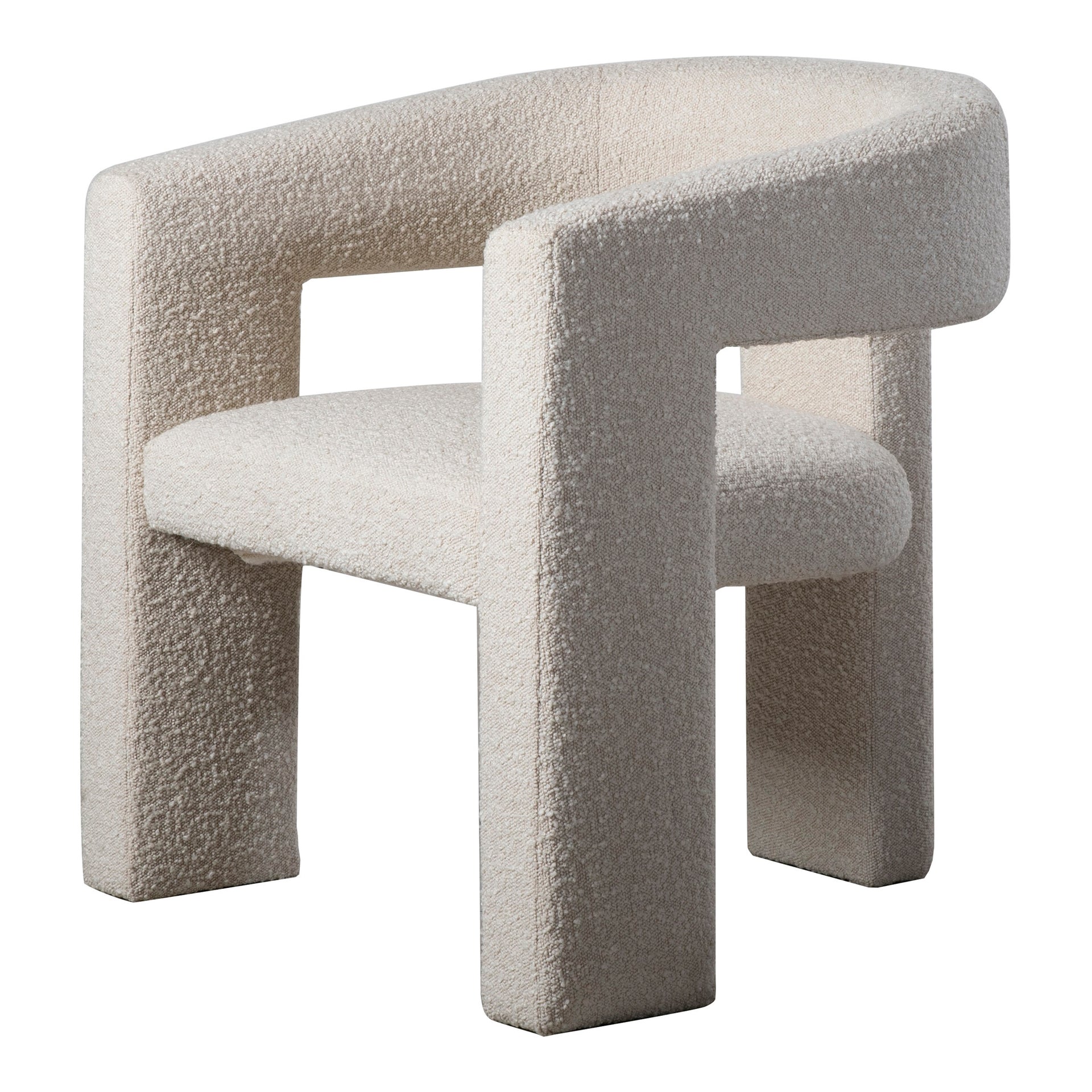 Ryder - Armchair with Soft Boucle Fabric Upholstery in White