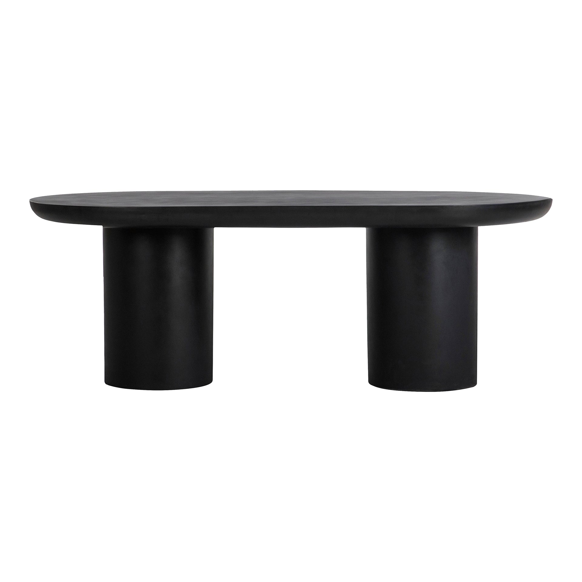 Fenton Dining Table, Fiber-Reinforced Concrete Top and Legs, Iron Frame, Black, Seats 6