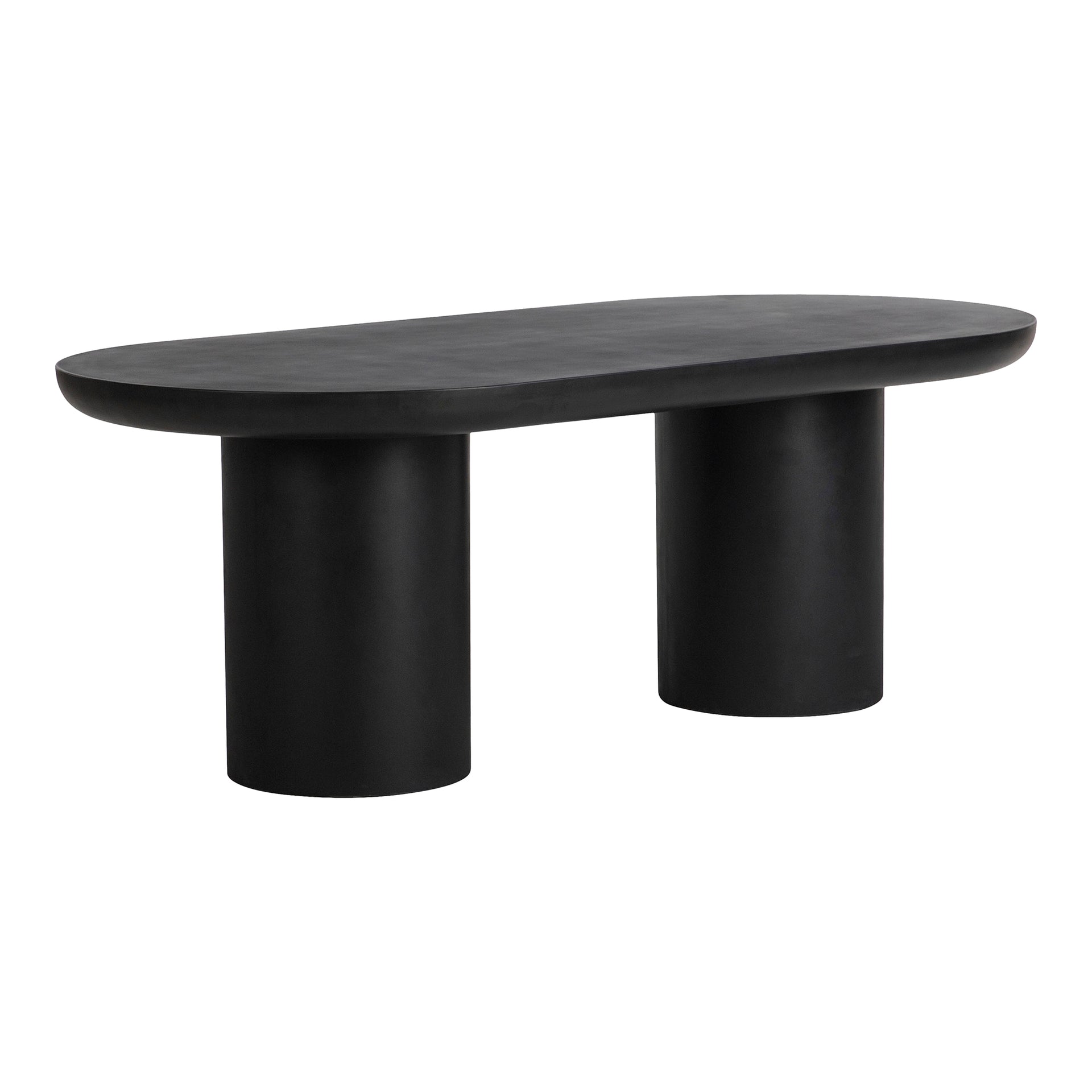 Fenton Dining Table, Fiber-Reinforced Concrete Top and Legs, Iron Frame, Black, Seats 6