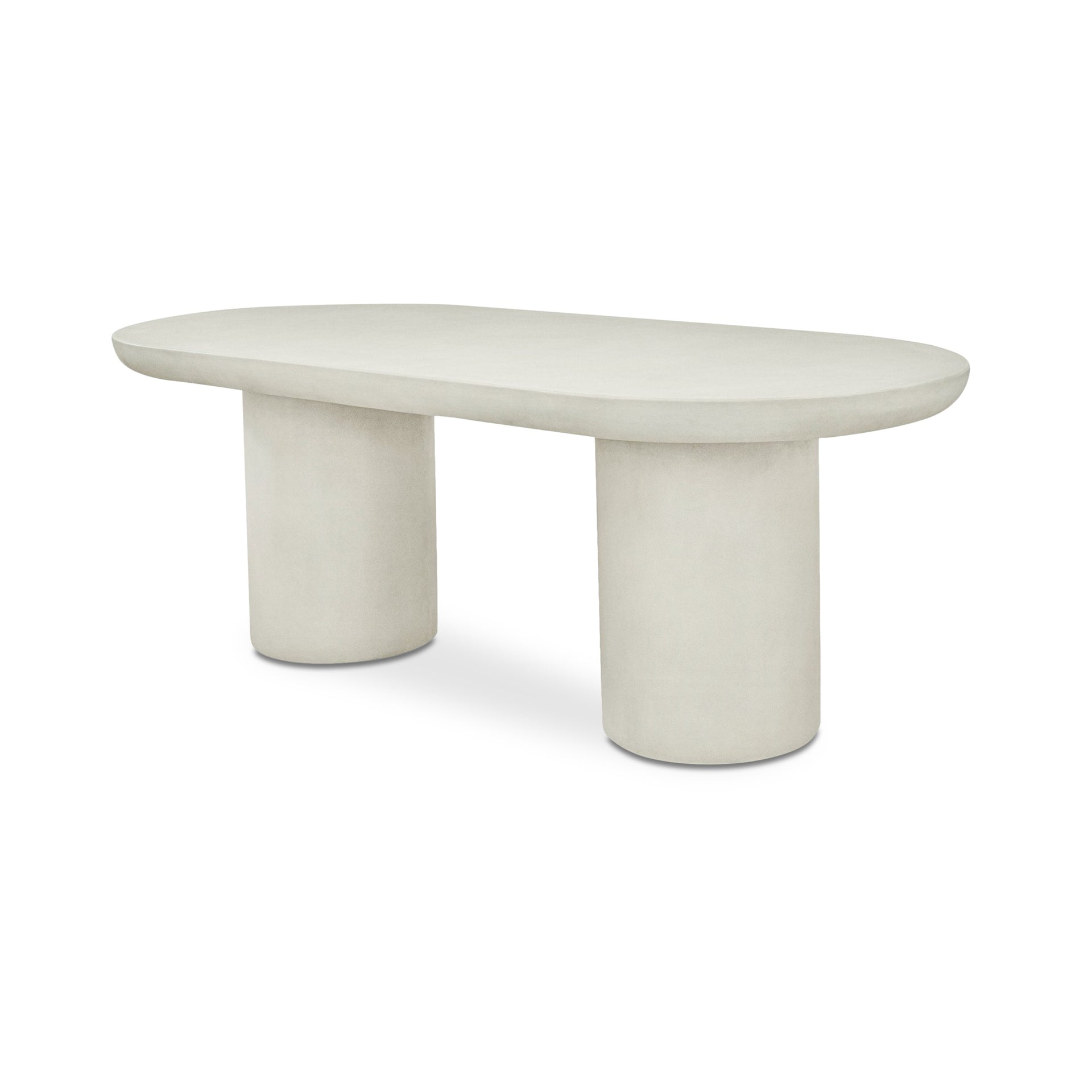 Fenton Dining Table, Fiber-Reinforced Concrete Top and Legs, Iron Frame, Cream, Seats 6