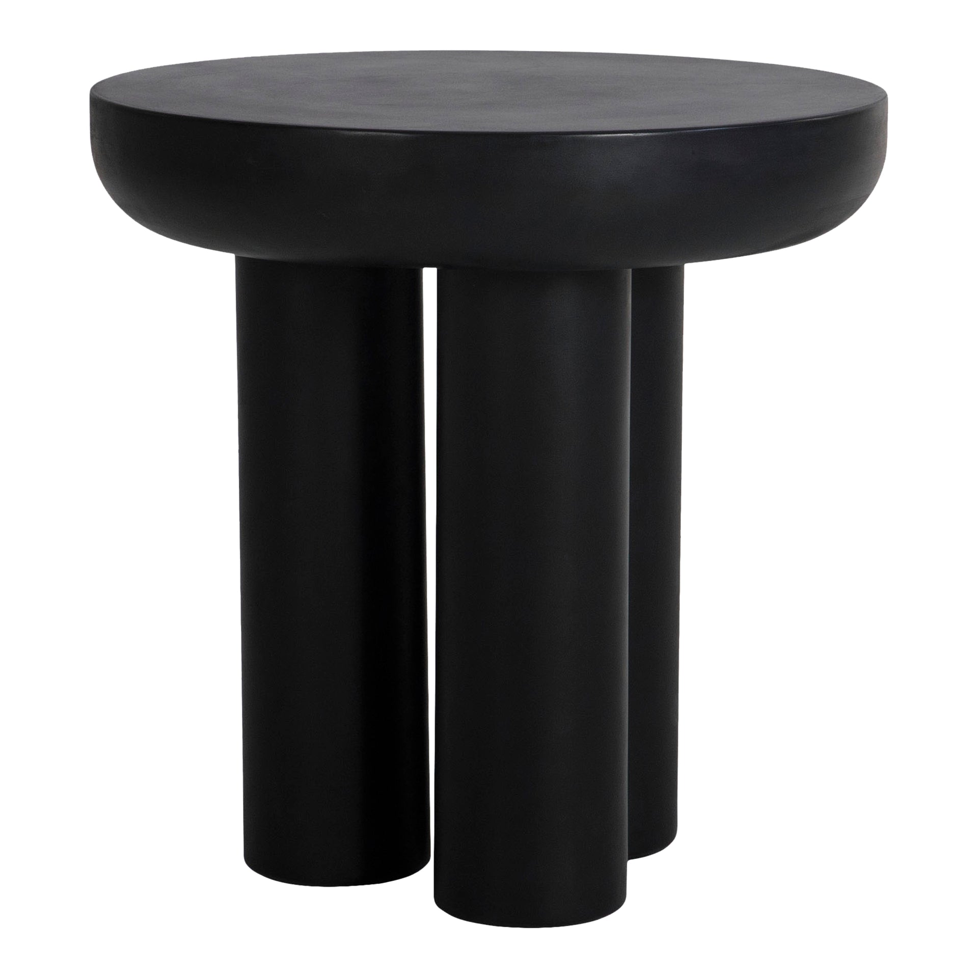 Fenton Side Table, Concrete Top and Legs, Indoor/Outdoor Use, Contemporary Round Design, Black