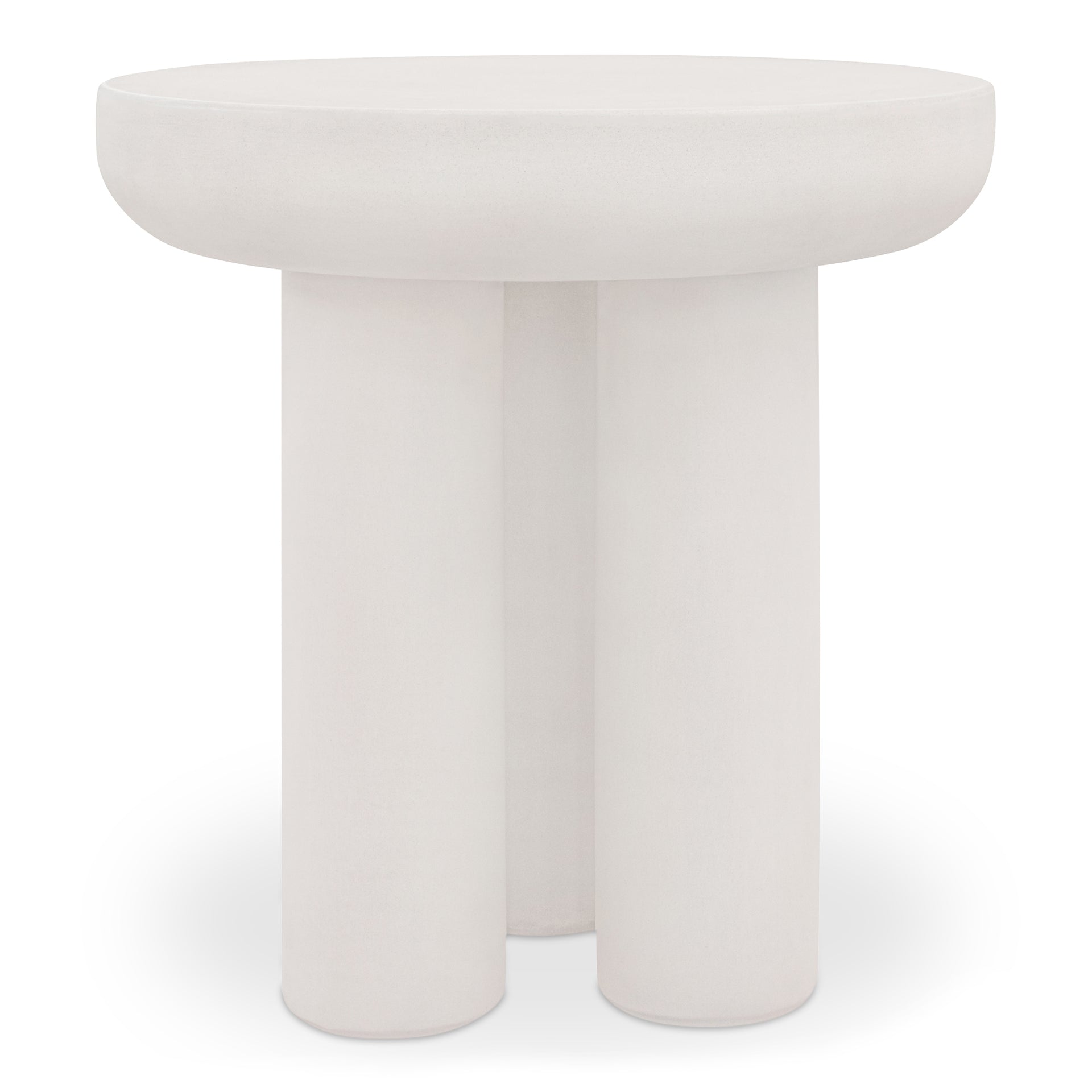 Fenton Side Table, Concrete Top and Legs, Indoor/Outdoor Use, Contemporary Round Design, Cream