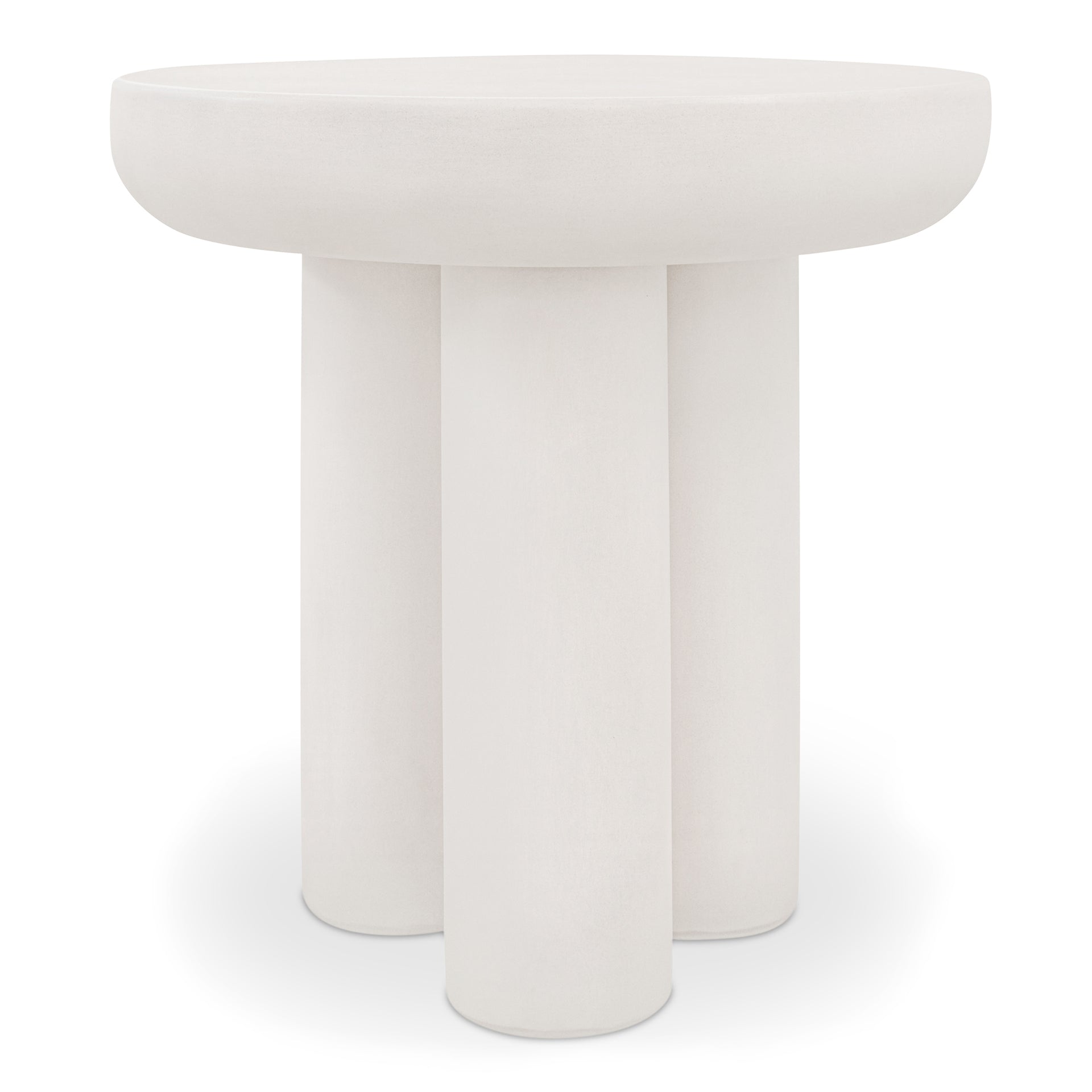 Fenton Side Table, Concrete Top and Legs, Indoor/Outdoor Use, Contemporary Round Design, Cream