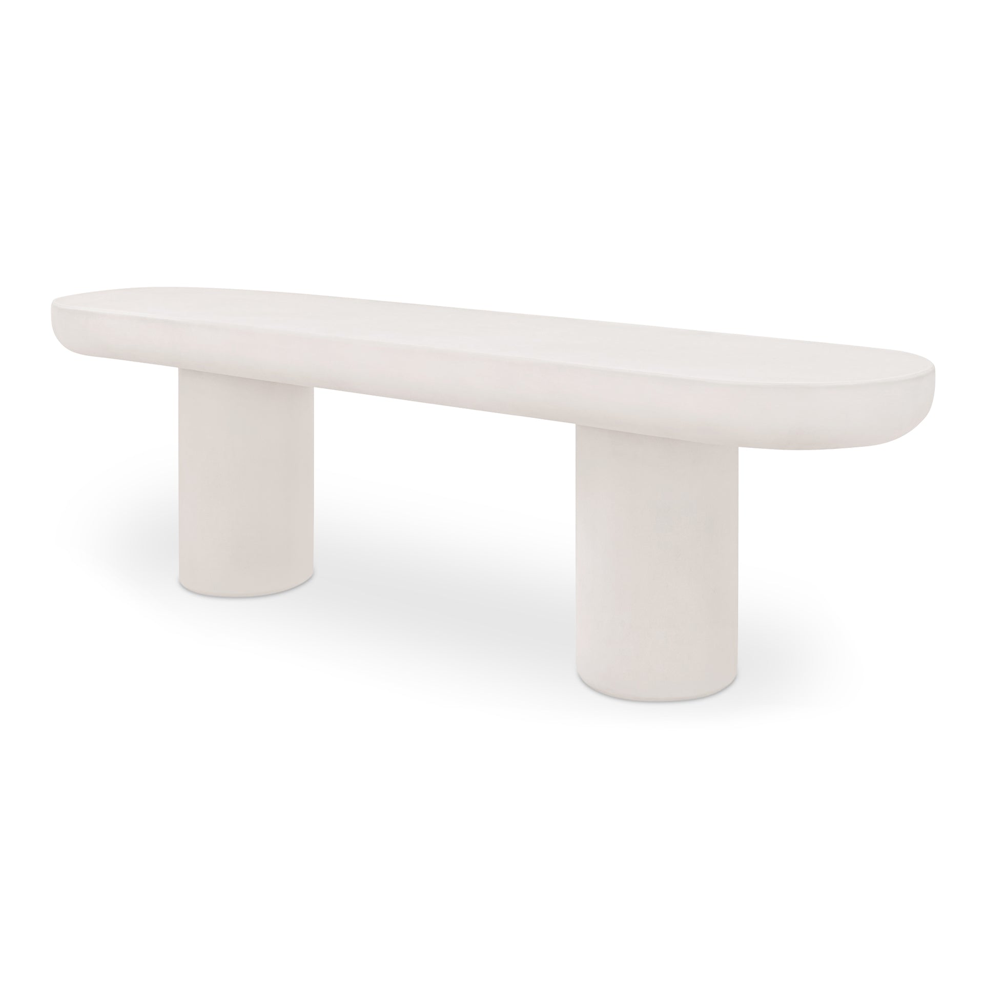 Fenton Bench, Fiber-Reinforced Concrete Seat, Iron Frame, Cream, Seats 3