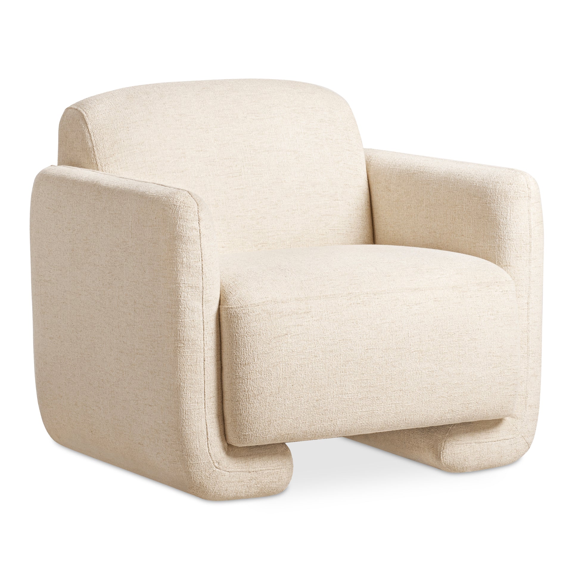 Jimmy, Slipper Chair, Polyester Upholstery, Solid Pine Frame, Flecked Ivory