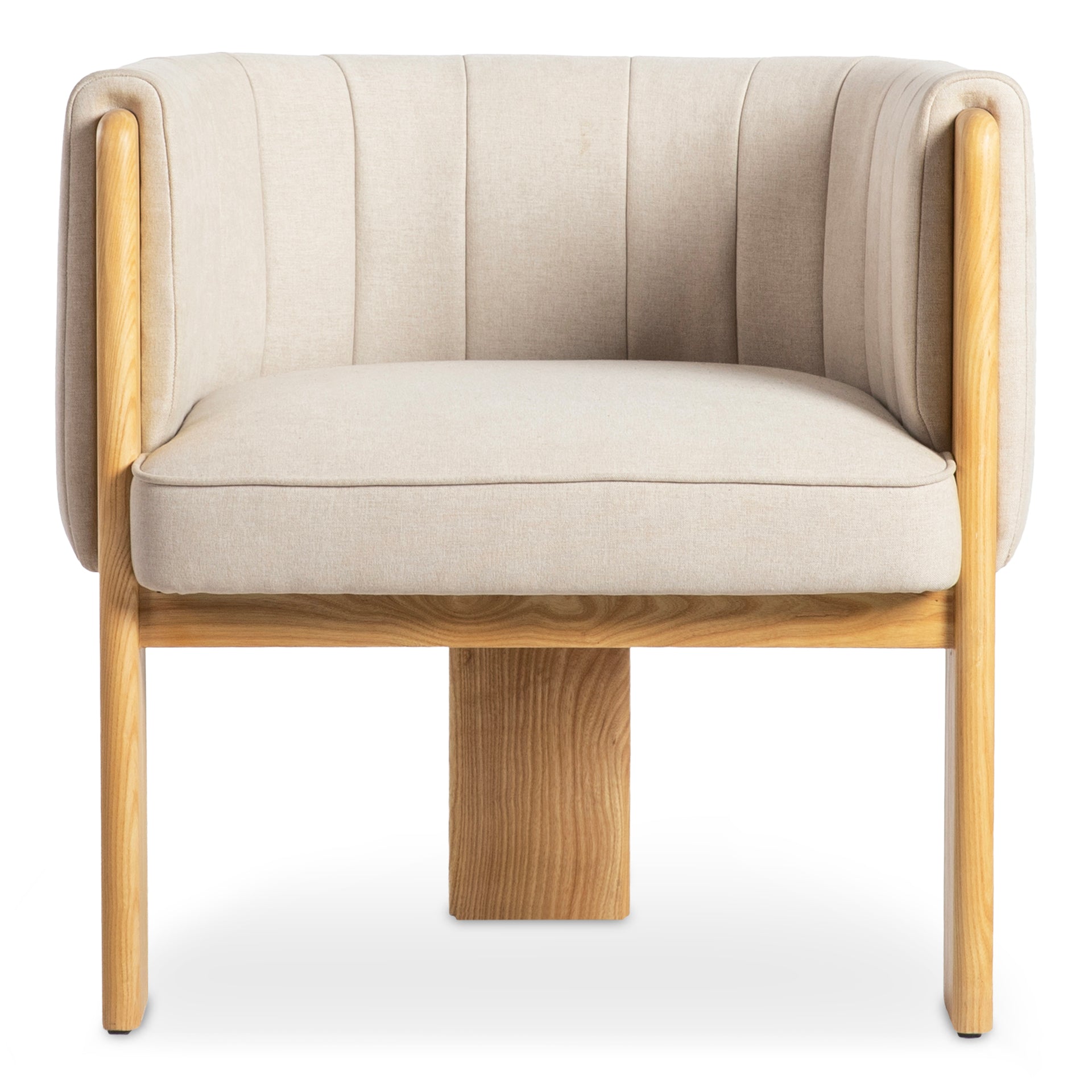 Maddox Accent Chair, 70s-Inspired Tones, Sculptural Design, Studio Canvas Beige