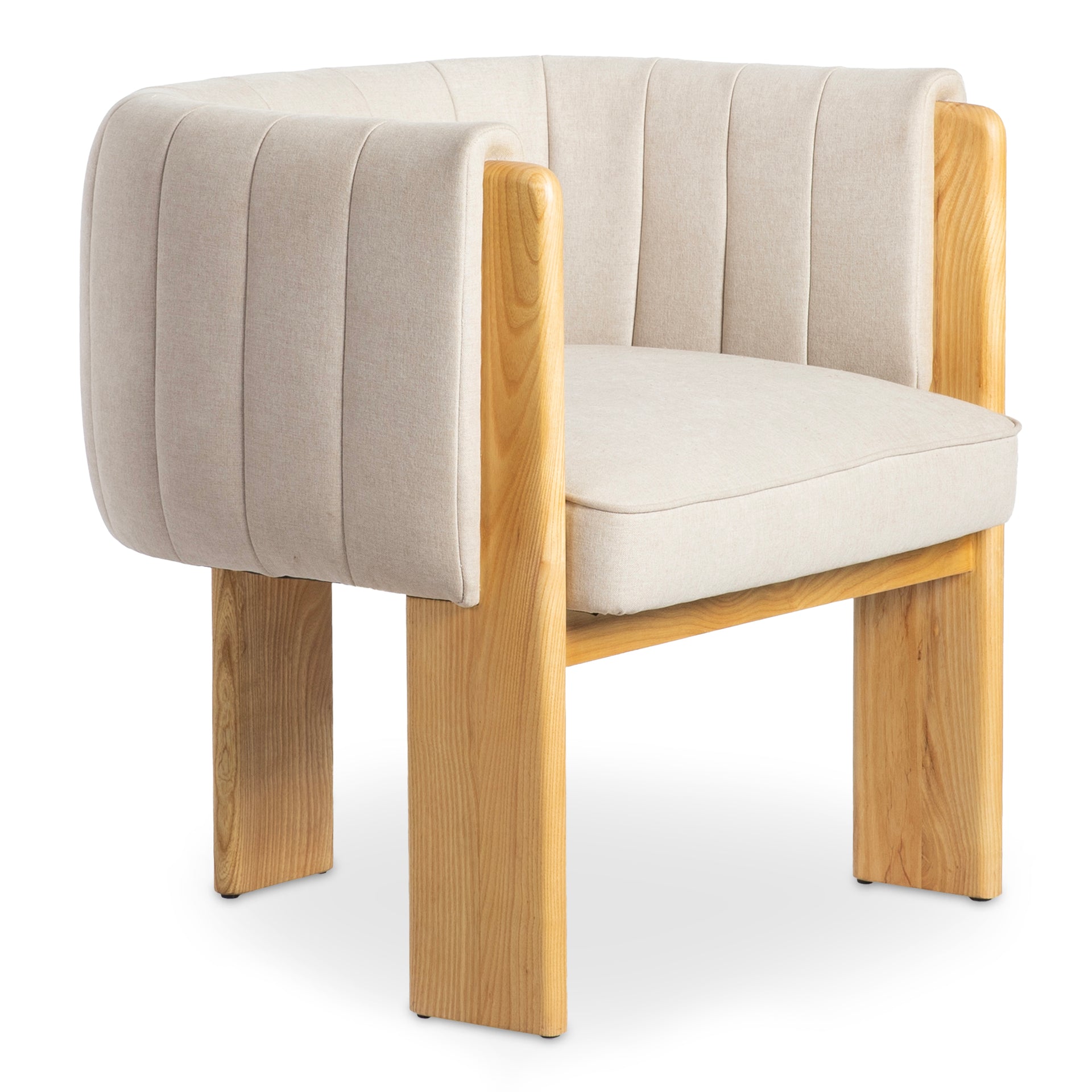 Maddox Accent Chair, 70s-Inspired Tones, Sculptural Design, Studio Canvas Beige