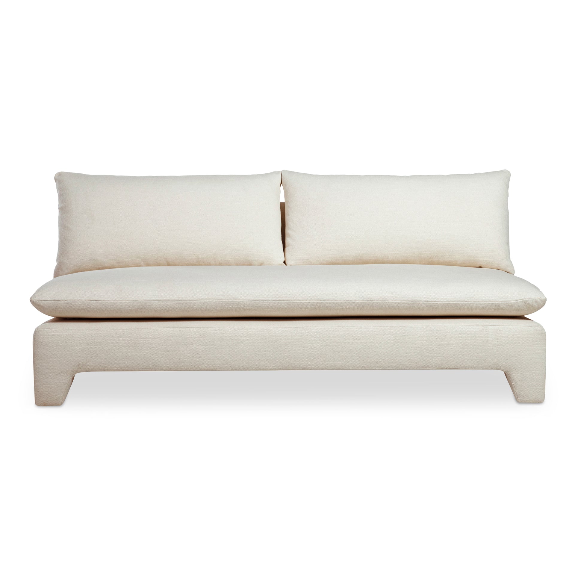 Celeste Sofa, Recycled Polyester Linen Blend Upholstery, Feather-Filled Cushion, Cream