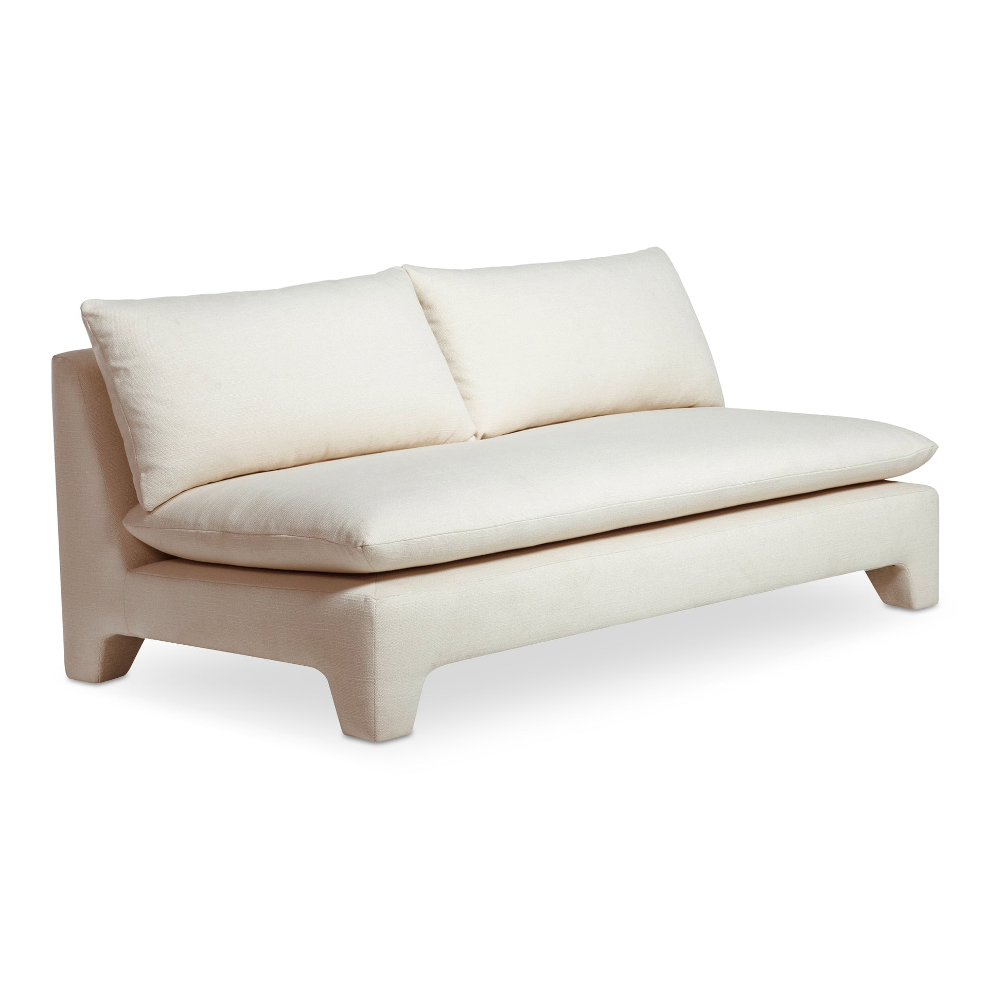 Celeste Sofa, Recycled Polyester Linen Blend Upholstery, Feather-Filled Cushion, Cream