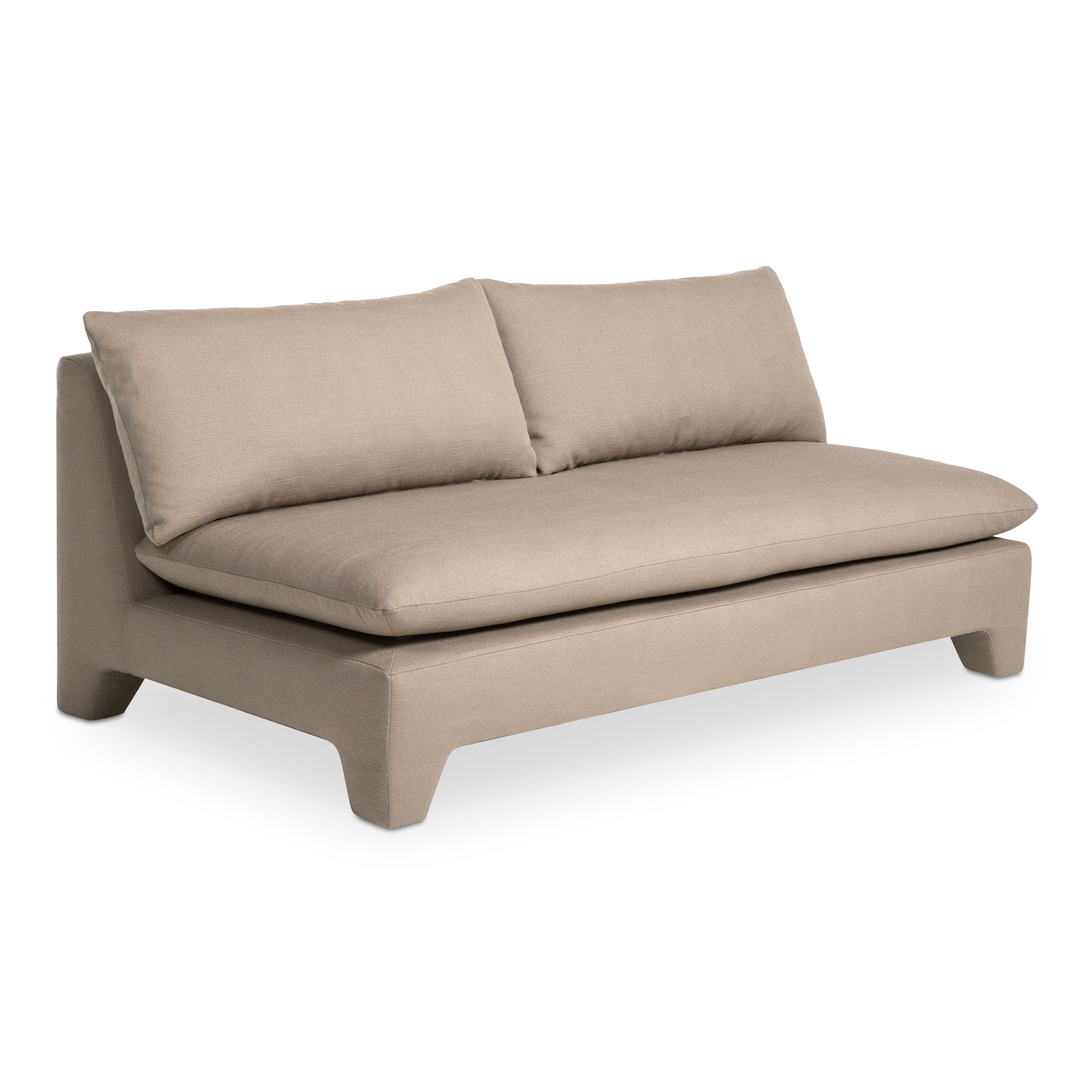 Celeste Sofa, Recycled Polyester-Linen Blend Upholstery, Feather-Filled Cushion, Flax Brown
