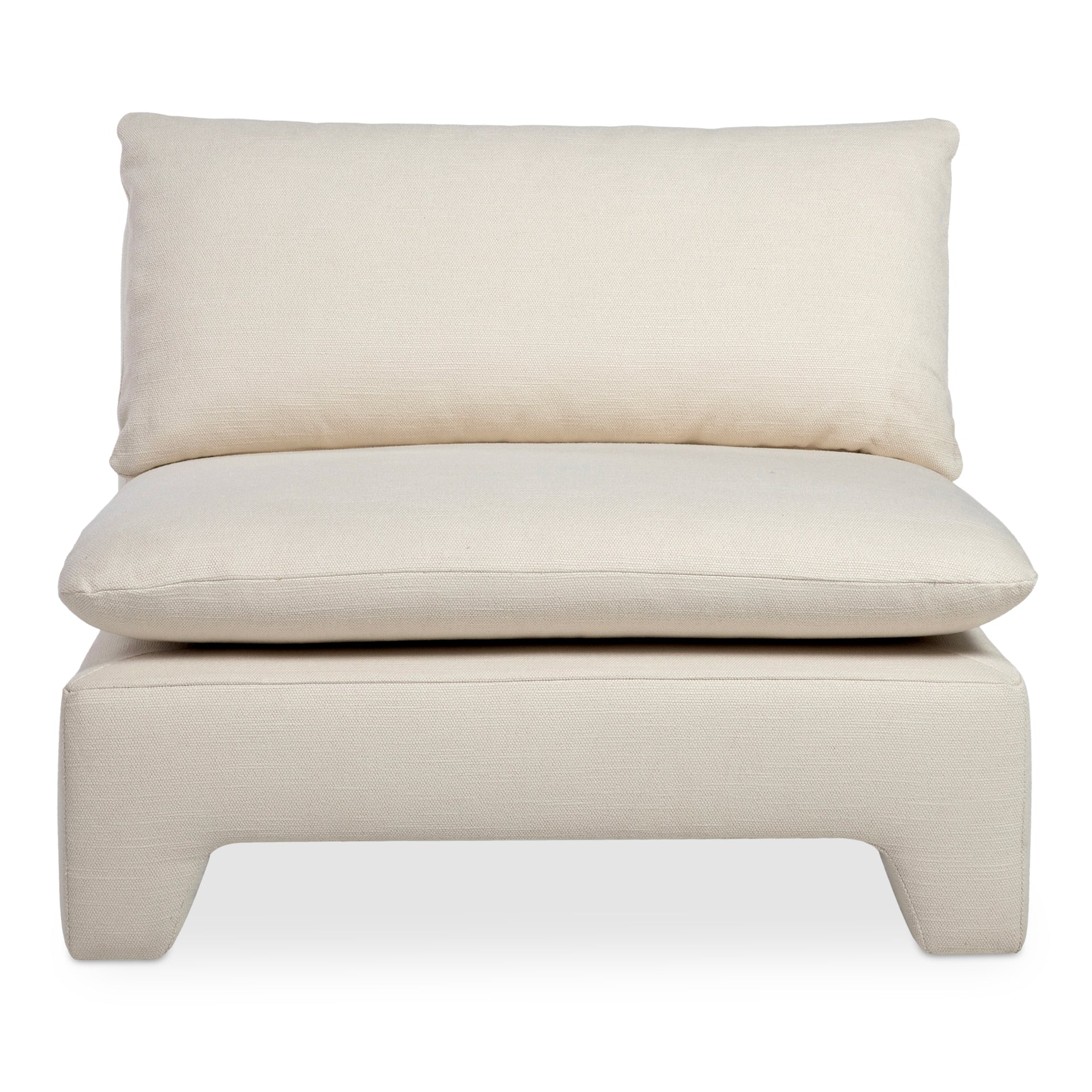 Celeste Lounge Chair, Recycled Polyester Linen Blend Upholstery, Feather-Filled Cushion, Cream