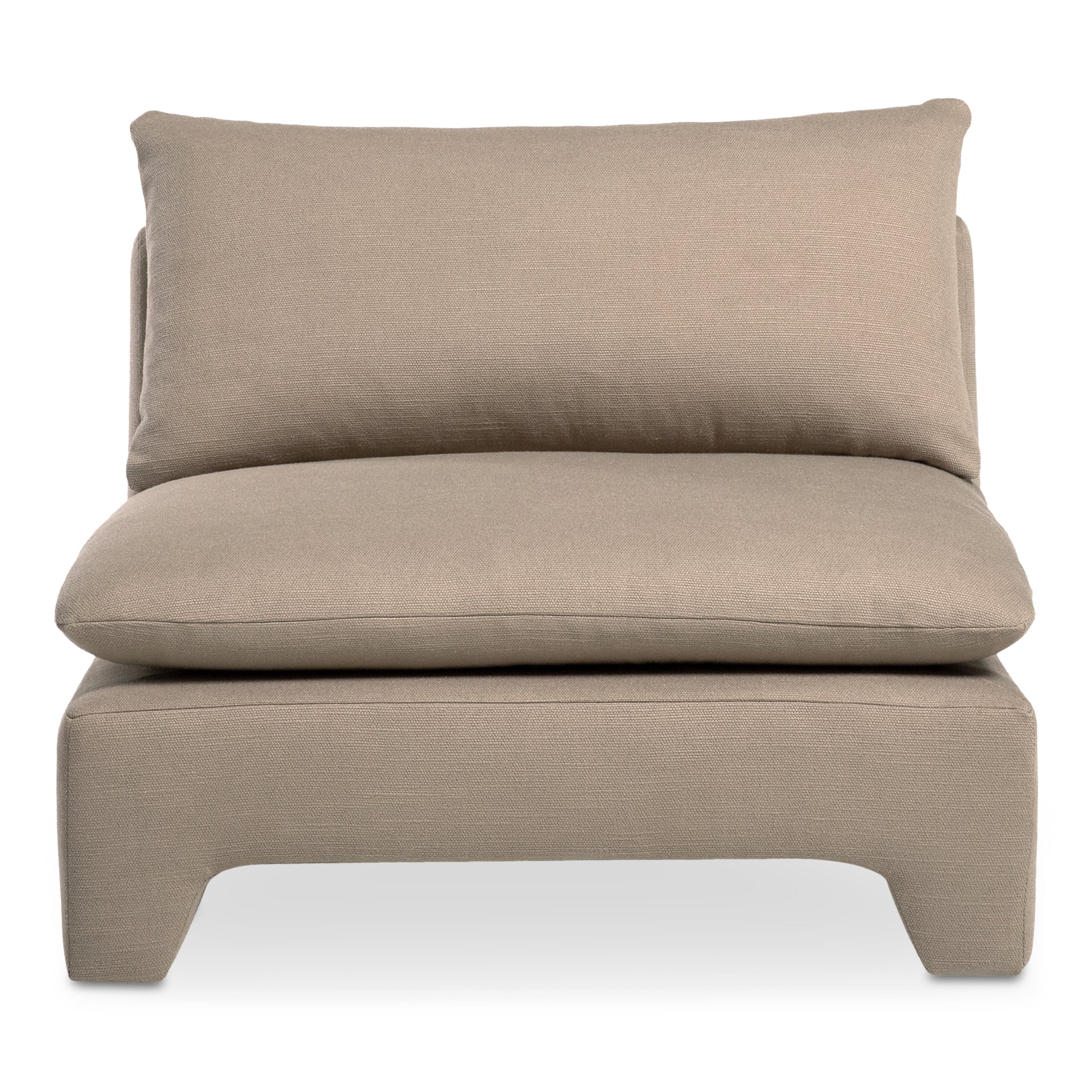 Celeste Lounge Chair, Recycled Polyester-Linen Blend Upholstery, Feather-Filled Cushion, Flax Brown