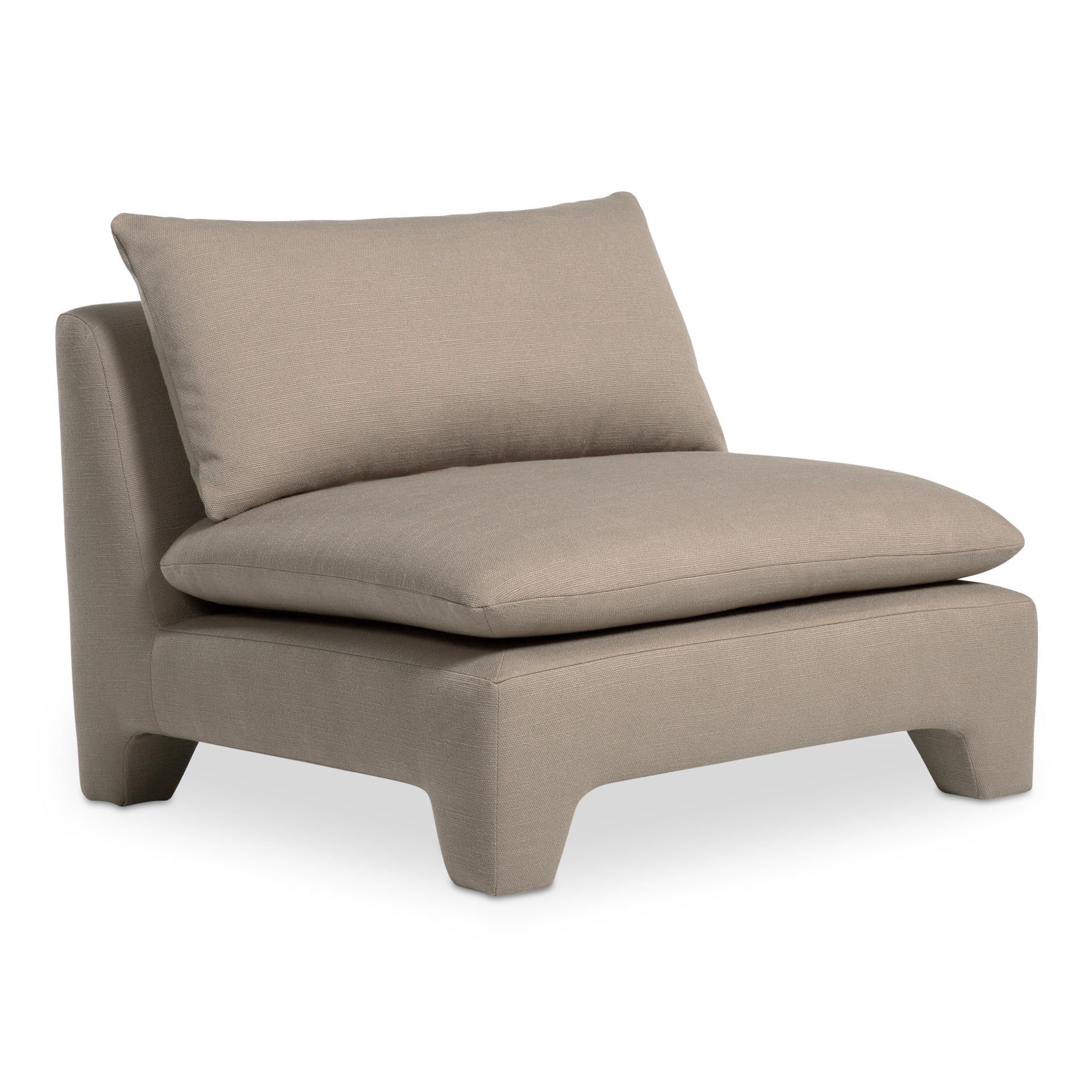 Celeste Lounge Chair, Recycled Polyester-Linen Blend Upholstery, Feather-Filled Cushion, Flax Brown