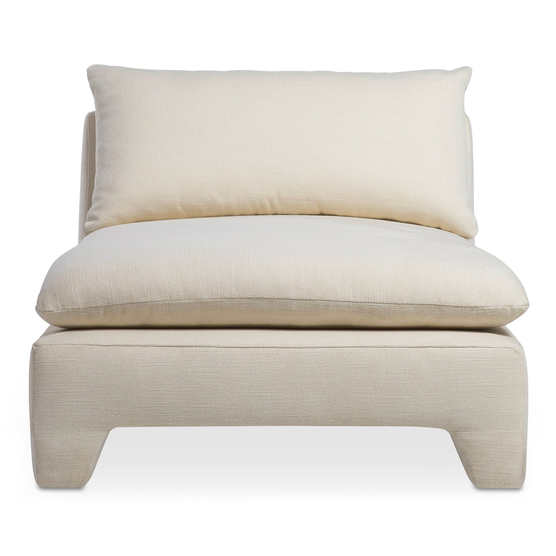 Celeste Chaise, Recycled Polyester Linen Blend Upholstery, Feather-Filled Cushion, Cream