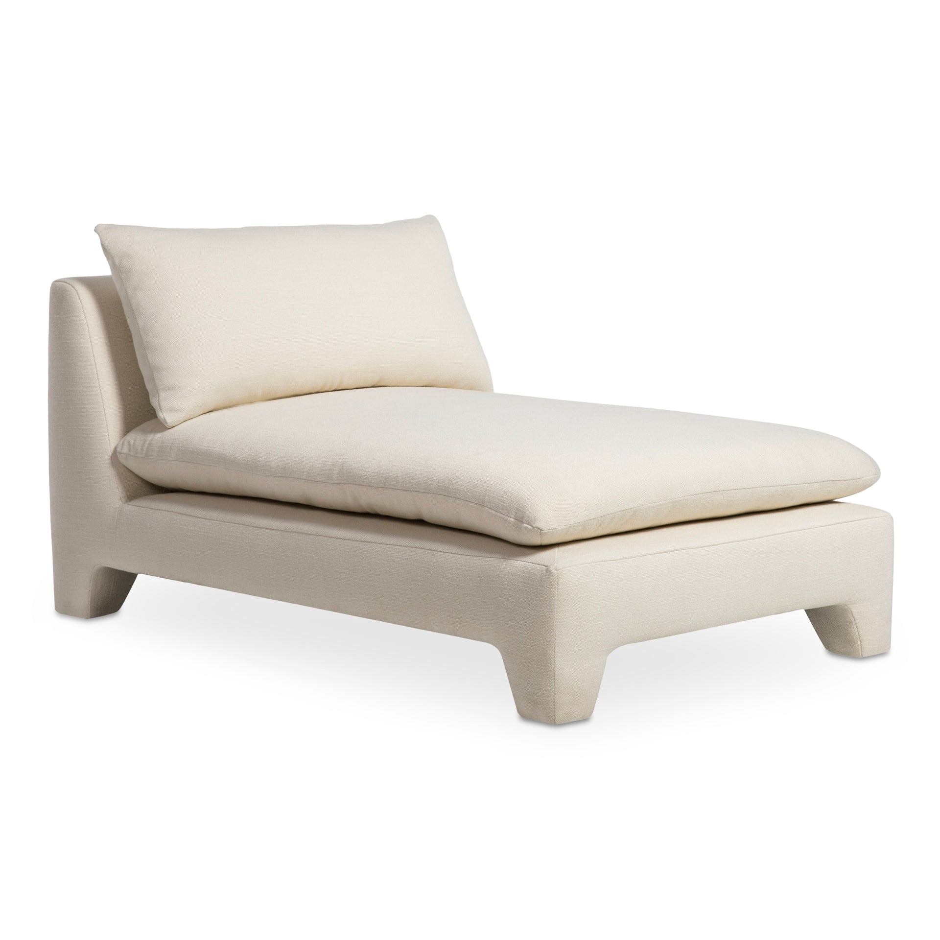Celeste Chaise, Recycled Polyester Linen Blend Upholstery, Feather-Filled Cushion, Cream
