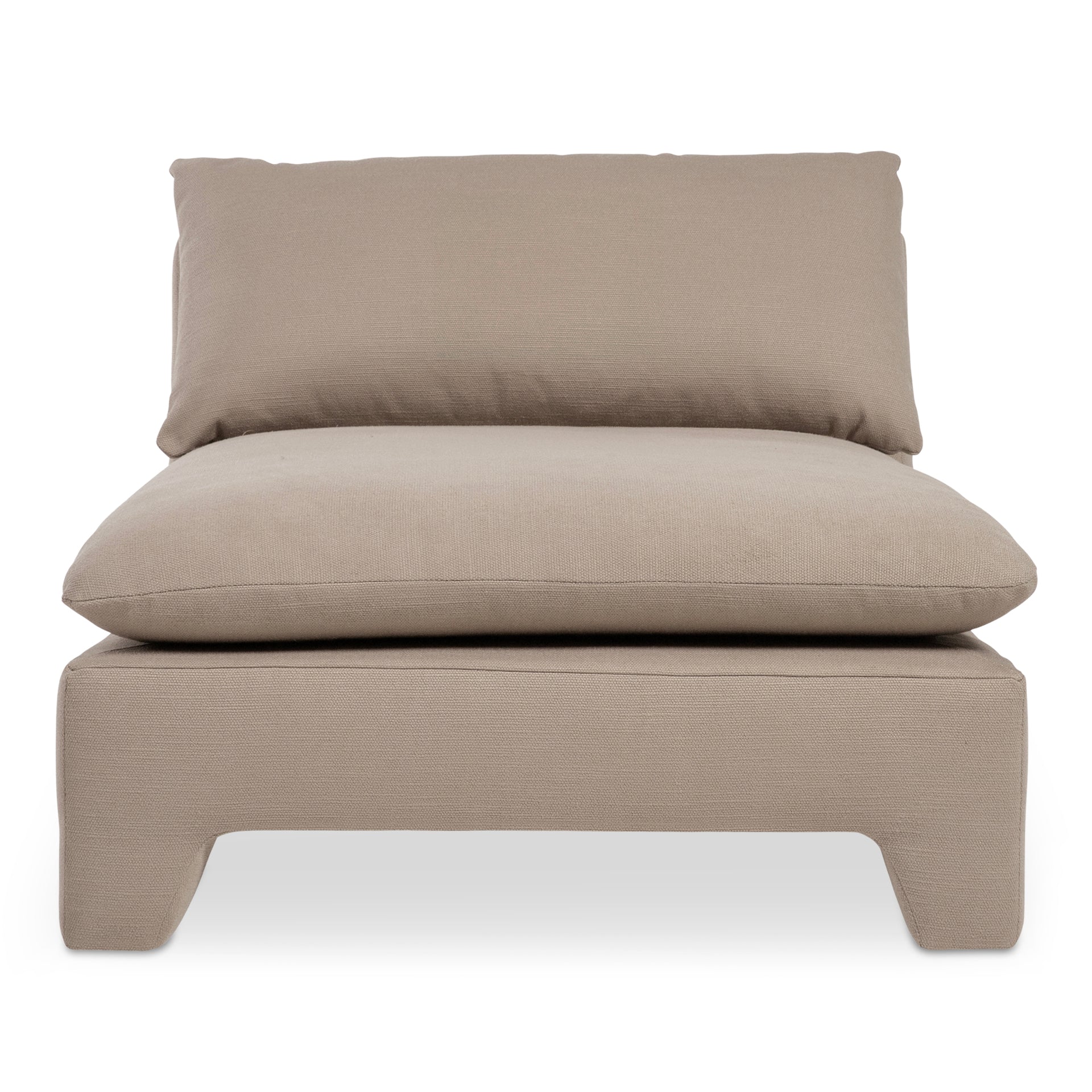Celeste Chaise, Recycled Polyester-Linen Blend Upholstery, Feather-Filled Cushion, Flax Brown
