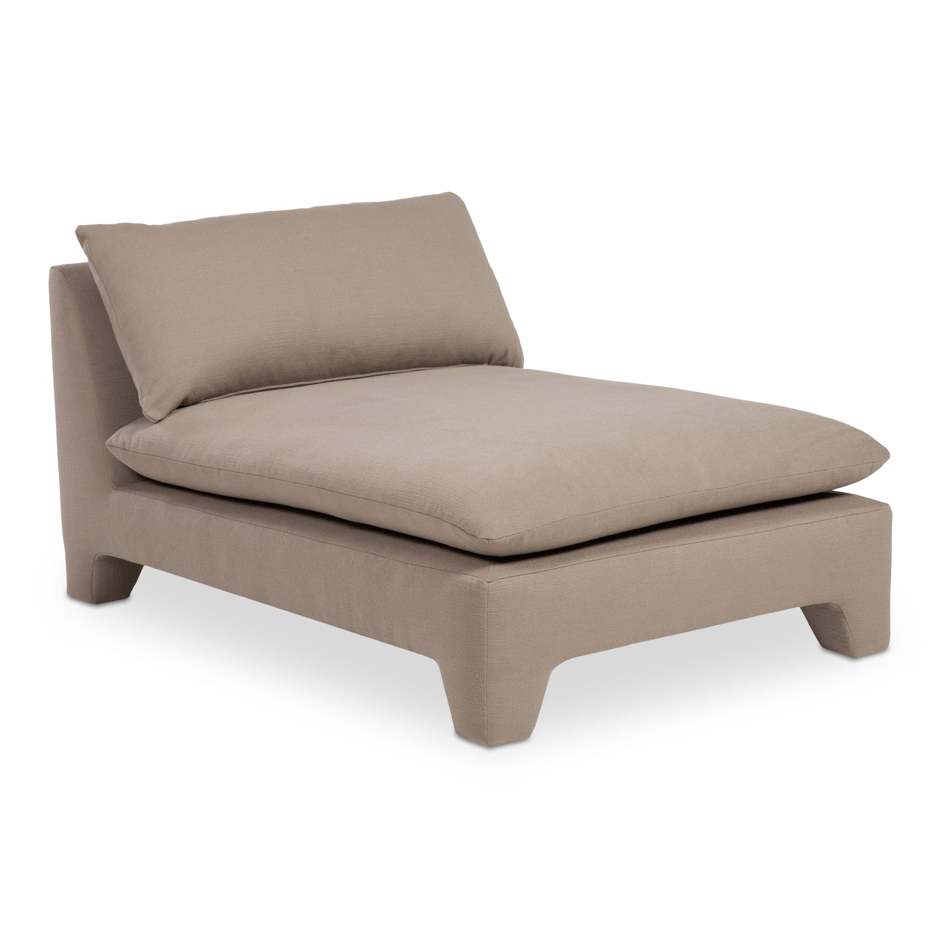 Celeste Chaise, Recycled Polyester-Linen Blend Upholstery, Feather-Filled Cushion, Flax Brown
