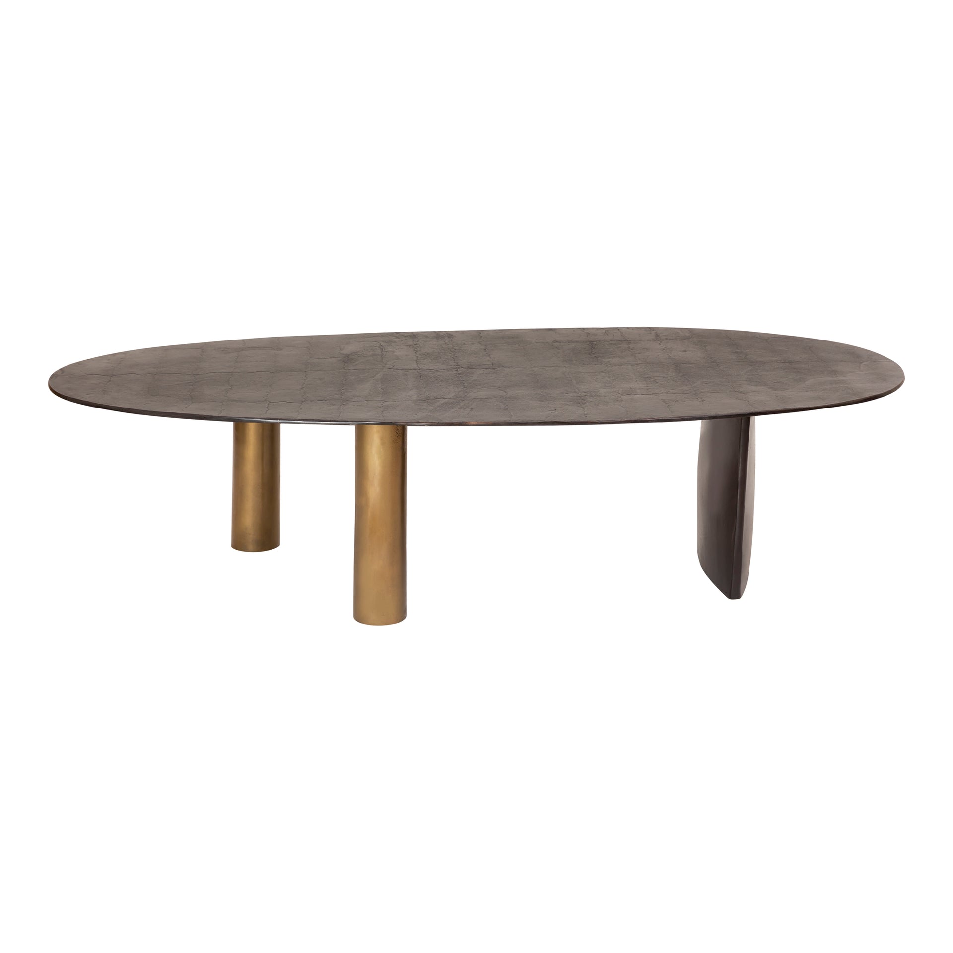 Vynessa Coffee Table, Solid Aluminum Construction, Organic Oval Shape, Black